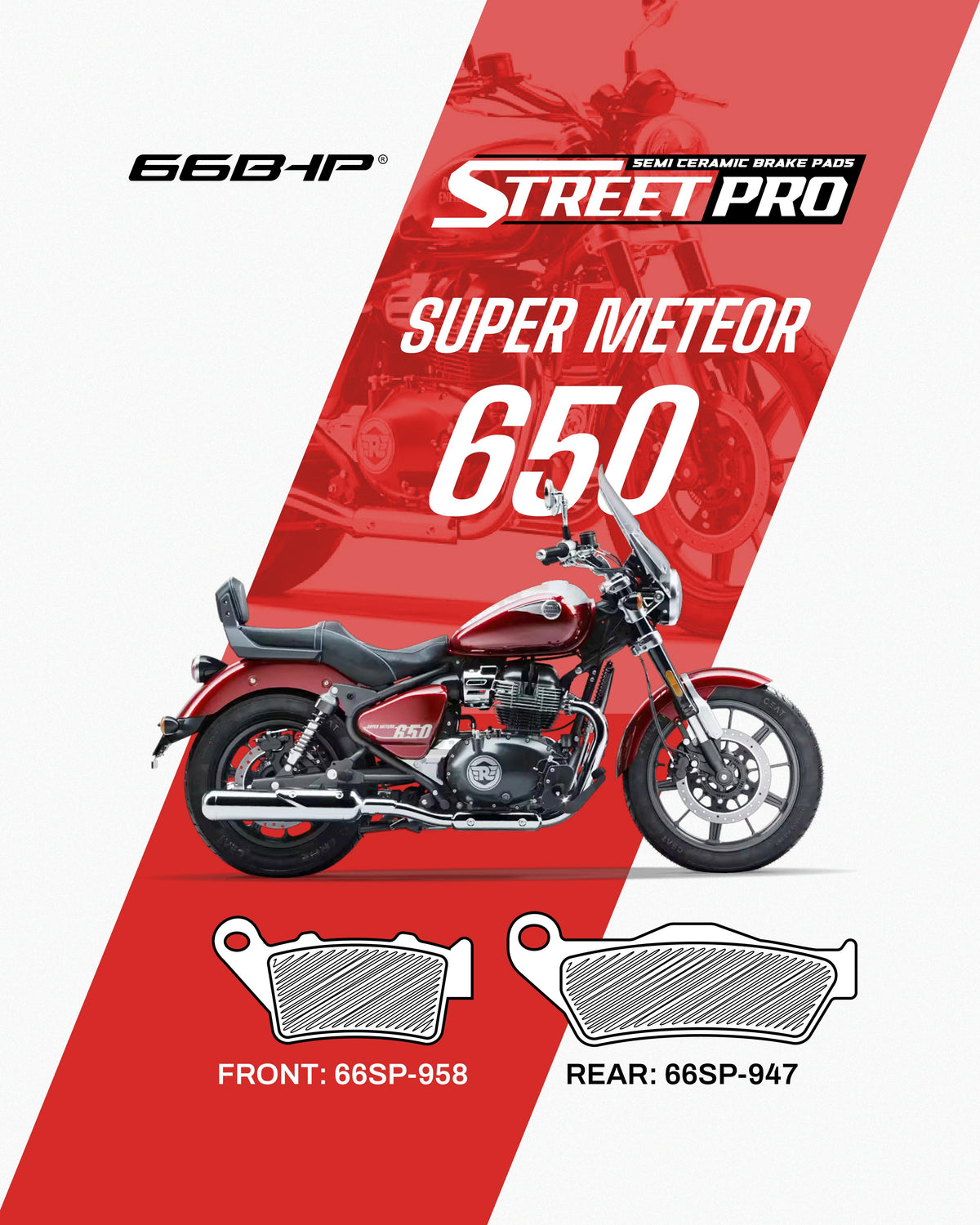 Royal Enfield Super Meteor 650 Street Pro Semi Ceramic Brake Pads Motorcycle Accessory - Moto Modz
