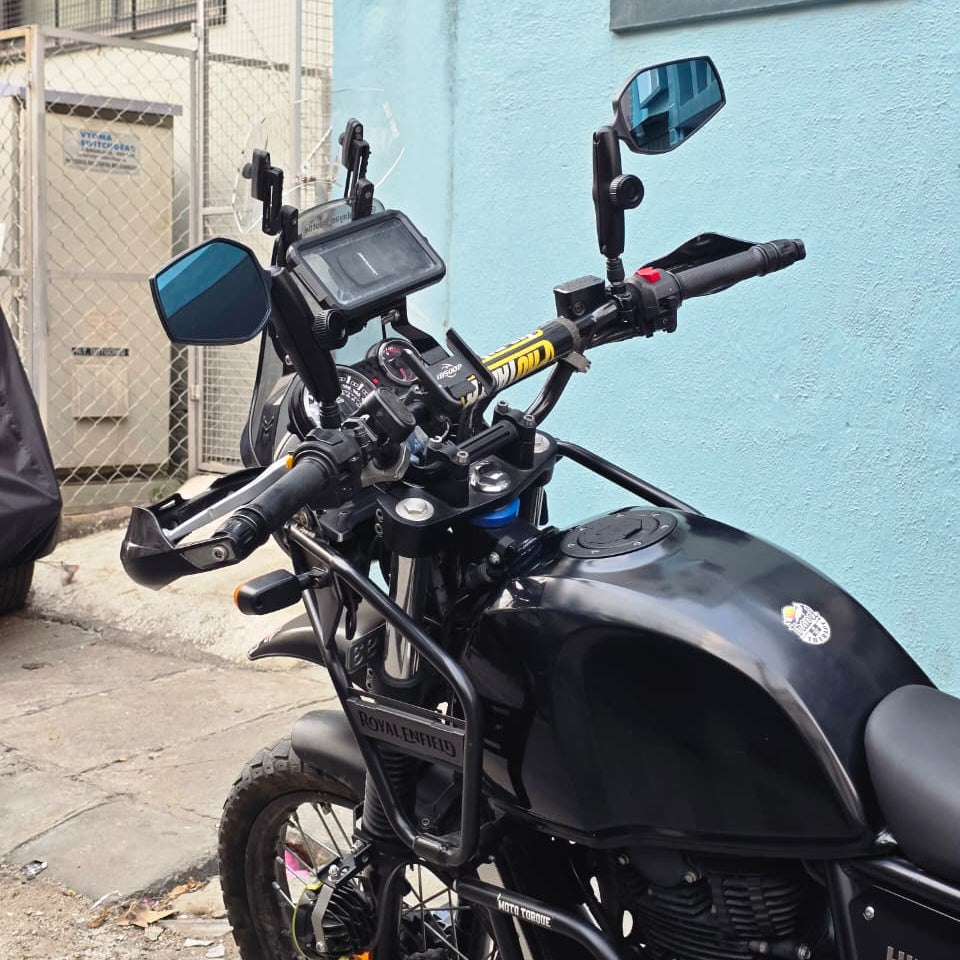 SPIKI Nomad Series Adventure 4.0 Motorcycle Mirrors — 360° Rotatable, Dino-Lock Adjustable, Universal Side Mirrors for Road & Off-Road Riding (Upgraded)