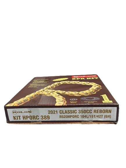 Rolon Brass Chain Sprocket Kit HPORC 389 for Royal Enfield Meteor 350 New Classic 350 Hunter 350 - Moto Modz