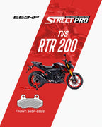 TVS RTR 200 motorcycle with Street Pro semi ceramic brake pads, front 66SP-250/2.