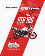 TVS RTR 160 motorcycle with semi ceramic brake pads Street Pro 66SP-250/2 front