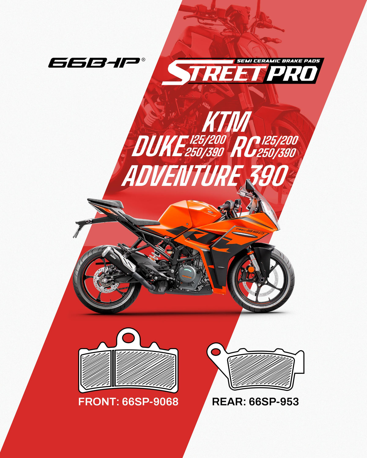 KTM Duke RC 390 Street Pro Semi Ceramic Brake Pads Motorcycle Accessory - Moto Modz
