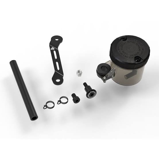 motorcycle brake fluid reservoir kit with cap, bracket, hose, and mounting hardware