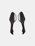 Pair of black motorcycle mirrors with integrated LED turn signals on a white background