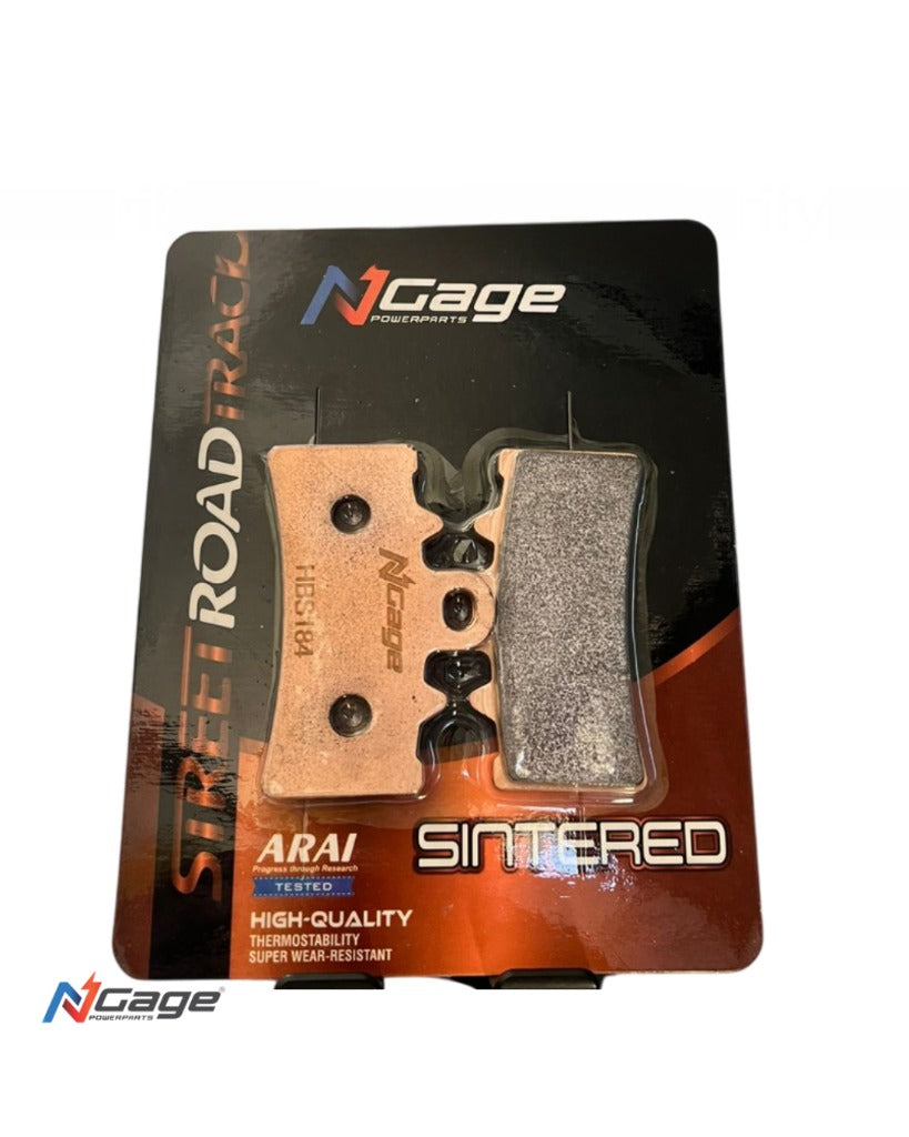 N-Gage sintered motorcycle brake pads in retail packaging for street and road use