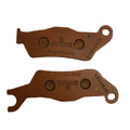 Pair of BYBRE motorcycle brake pads with mounting holes on white background