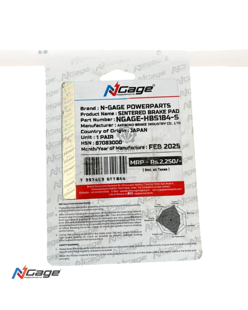 KTM Duke RC 125 200 250 390 NGAGE front sintered brake pads ARAI certified extreme performance – Moto Modz