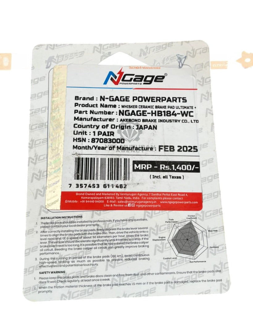 KTM Duke 250 390 Generation 3 NGAGE Whisker Ceramic Ultimate+ front brake pads performance upgrade – Moto Modz