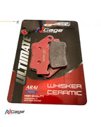 Red N Cage Ultimate whisker ceramic brake pad for motorcycles in retail packaging.
