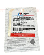 N-Gage ceramic brake pad packaging label showing product details, barcode, and installation instructions