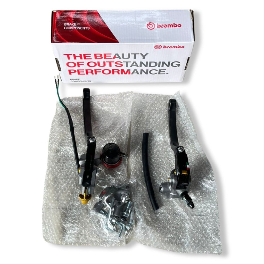 Brembo motorcycle brake lever and caliper set with box and bubble wrap packaging