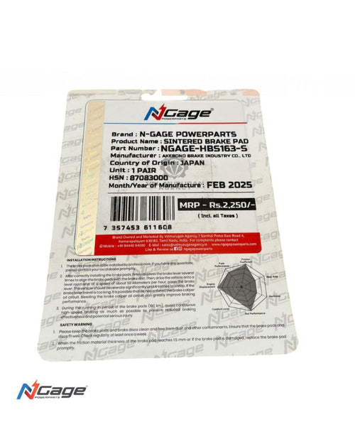 NGage Powerparts ARAI-certified rear sintered brake pads for Royal Enfield Classic Reborn 350, Meteor 350 and Hunter 350 – Moto Modz