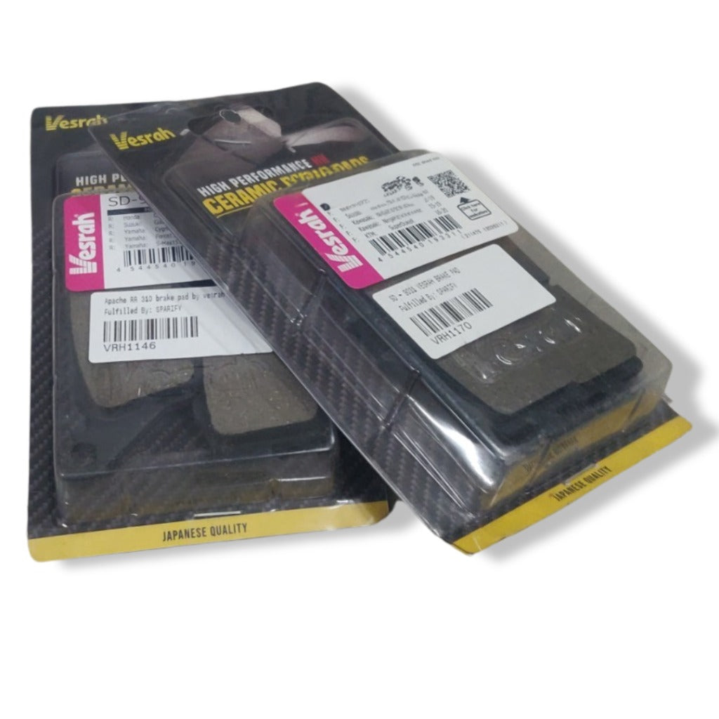 Vesrah high performance ceramic motorcycle brake pads in retail packaging