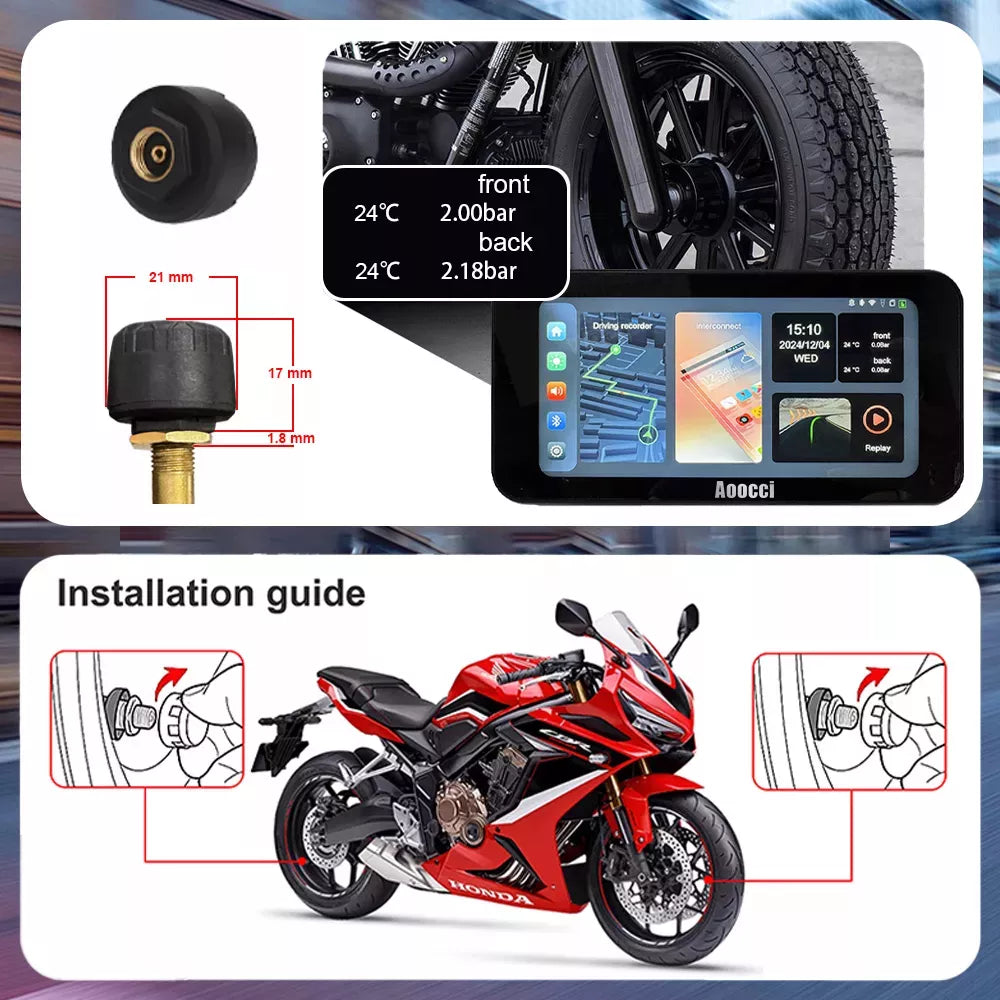 AOOCCI C6 Pro Motorcycle Dash Cam – Dual Front & Rear 4K/1080P, Wireless CarPlay & Android Auto, GPS & Emergency Lock, 140° Wide Angle, Wired Remote, IP67 Waterproof