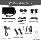 AOOCCI C6 Pro Motorcycle Dash Cam – Dual Front & Rear 4K/1080P, Wireless CarPlay & Android Auto, GPS & Emergency Lock, 140° Wide Angle, Wired Remote, IP67 Waterproof