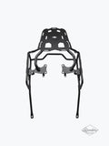 Motorcycle black metal saddle stay with rear luggage carrier, isolated on white background