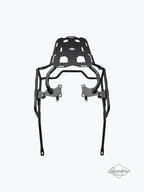 Motorcycle black metal saddle stay with rear luggage carrier, isolated on white background