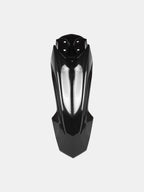Black front mudguard for CRF150 dirt bike, glossy plastic finish, isolated on white background