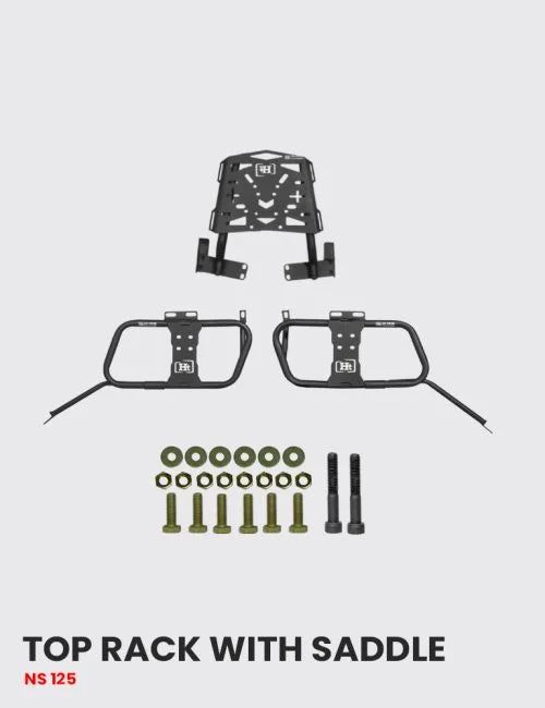 Black Top Rack with Saddle Stay for NS125, NS160, NS200 – SB 626 / Ht Exhaust
