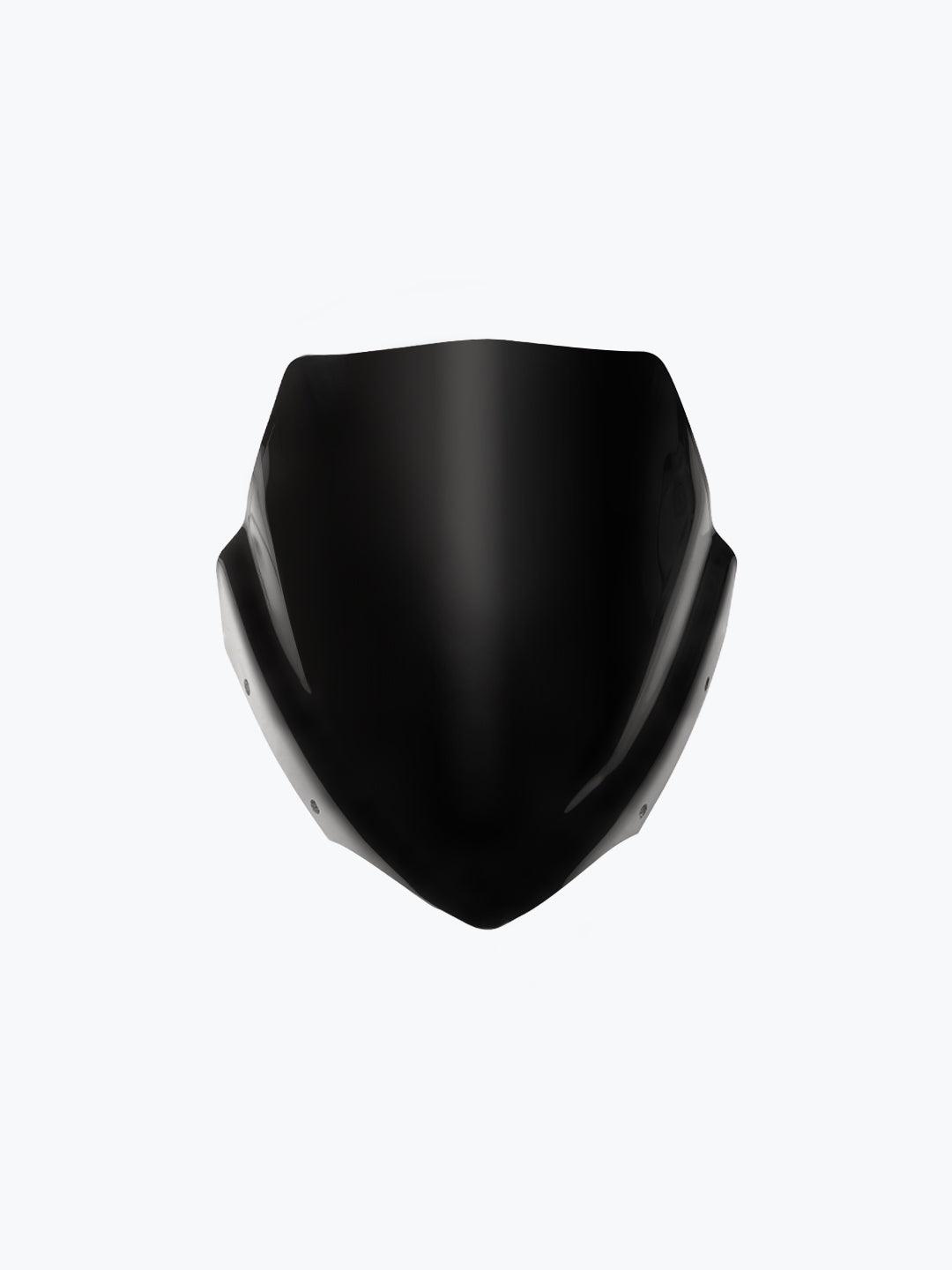 Black motorcycle visor for Dominar 3.0, aerodynamic design, isolated on white background