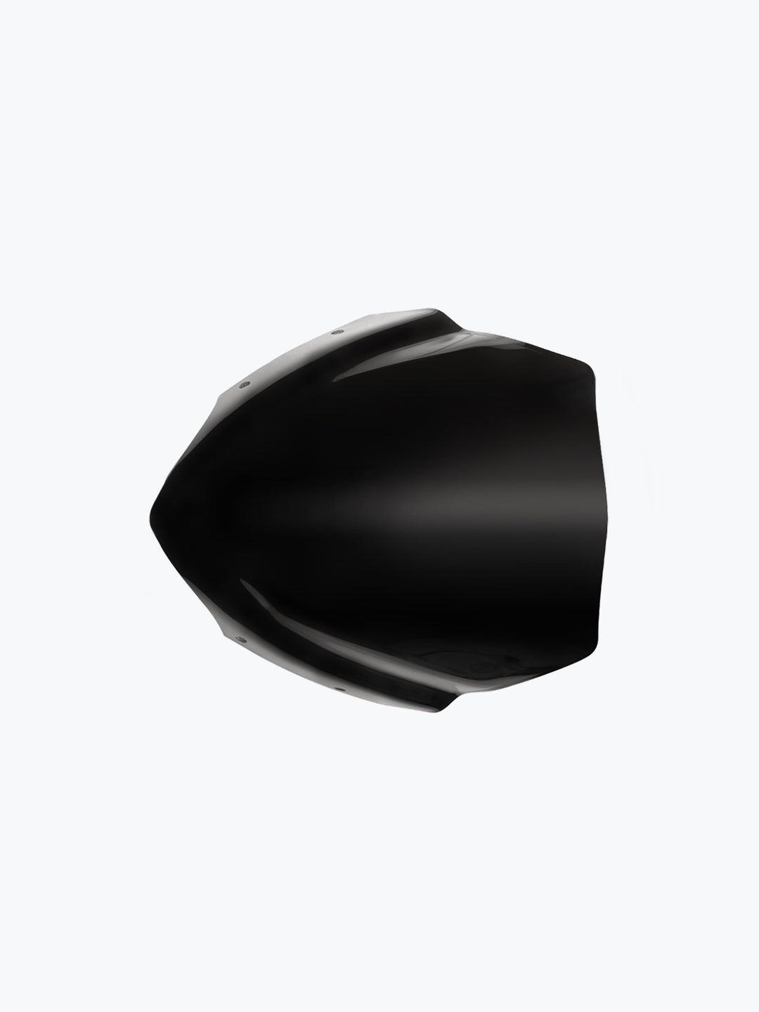Black motorcycle visor for Dominar 3.0 with aerodynamic design on white background