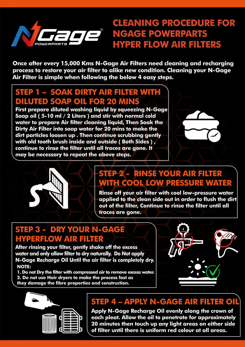 Yamaha XSR155 HyperFlow Air Filter by Ngage Powerparts – High-Flow Performance Upgrade