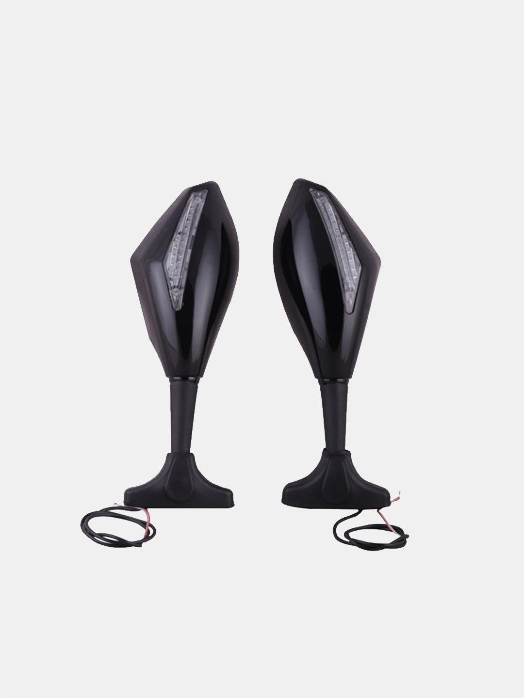 Exclusive 1 Side LED Indicator Motorcycle Mirror Universal Fit Bike Accessory - Moto Modz
