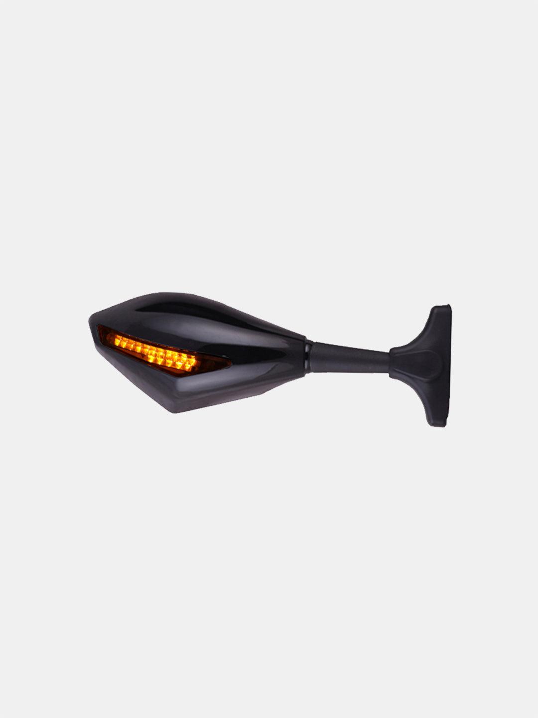 Exclusive 1 Side LED Indicator Motorcycle Mirror Universal Fit Bike Accessory - Moto Modz