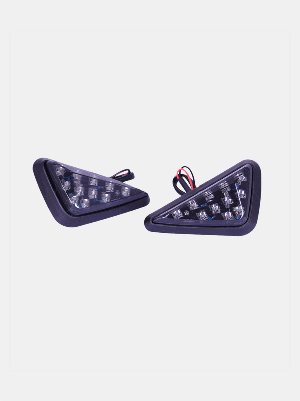 Pair of black triangular LED flush mount motorcycle turn signal lights