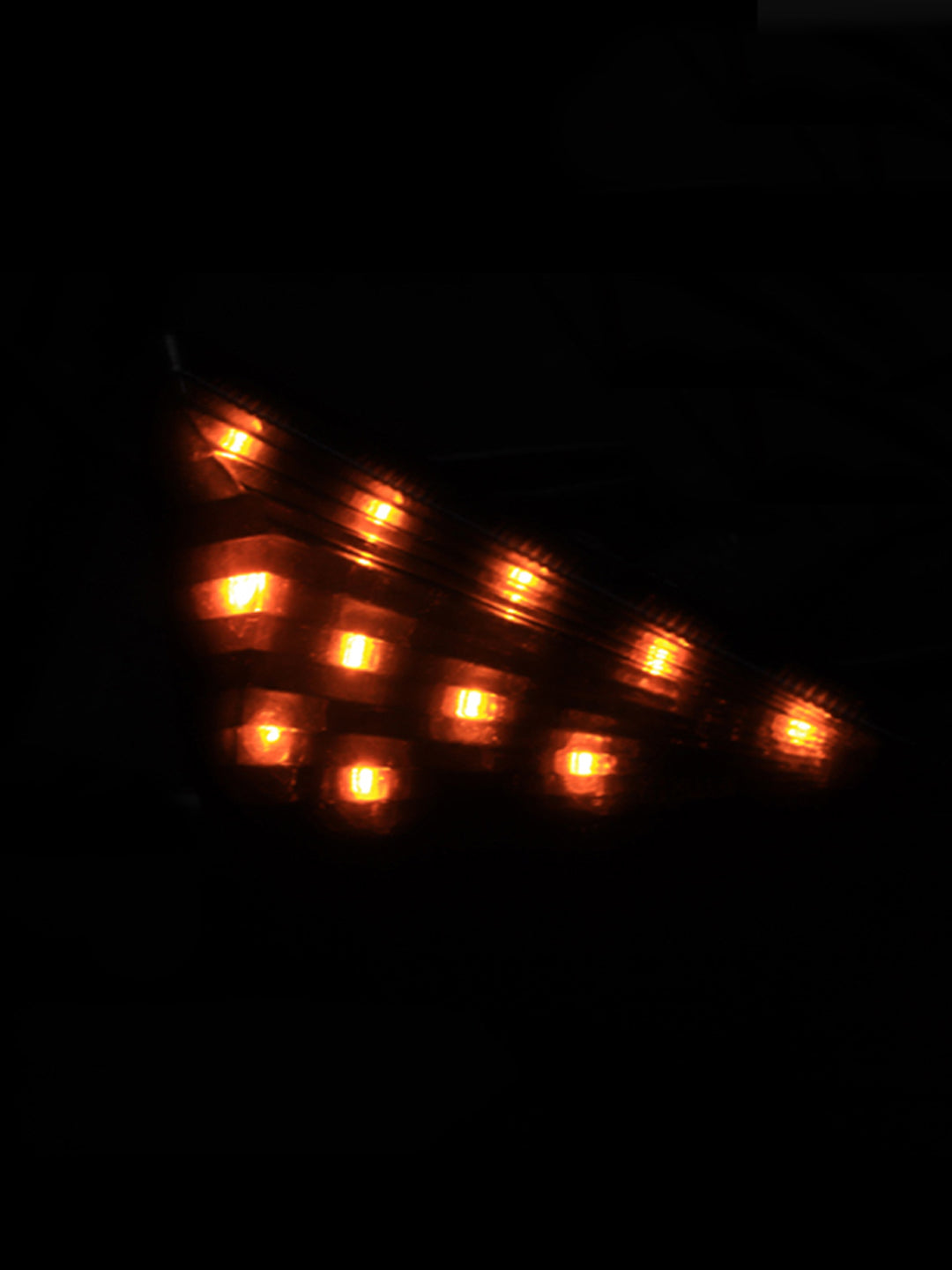 LED motorcycle flush mount turn signal illuminated in the dark