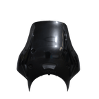 Black polycarbonate motorcycle visor for X440, front view with mounting holes