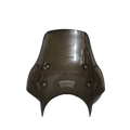 Smoke-tinted polycarbonate motorcycle visor with mounting points, clear and curved design