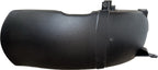 Black plastic motorcycle air filter cover with mounting tabs, isolated on white background