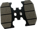 motorcycle brake pads with grooved surface on white background