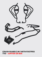 Jupiter 125 BS6 3-in-1 Crash Guard with Foot Pegs – SB 1076