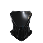 Black polycarbonate visor for KTM Duke 390 Gen 3 motorcycle, front view, glossy finish