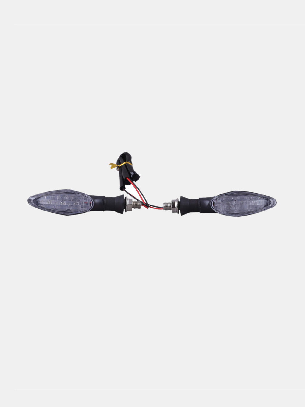 Pair of LED motorcycle turn signal indicators with clear lens and wiring