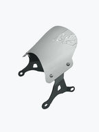 Aluminium motorcycle visor for Triumph Speed 400 with custom engraving and black mounting brackets