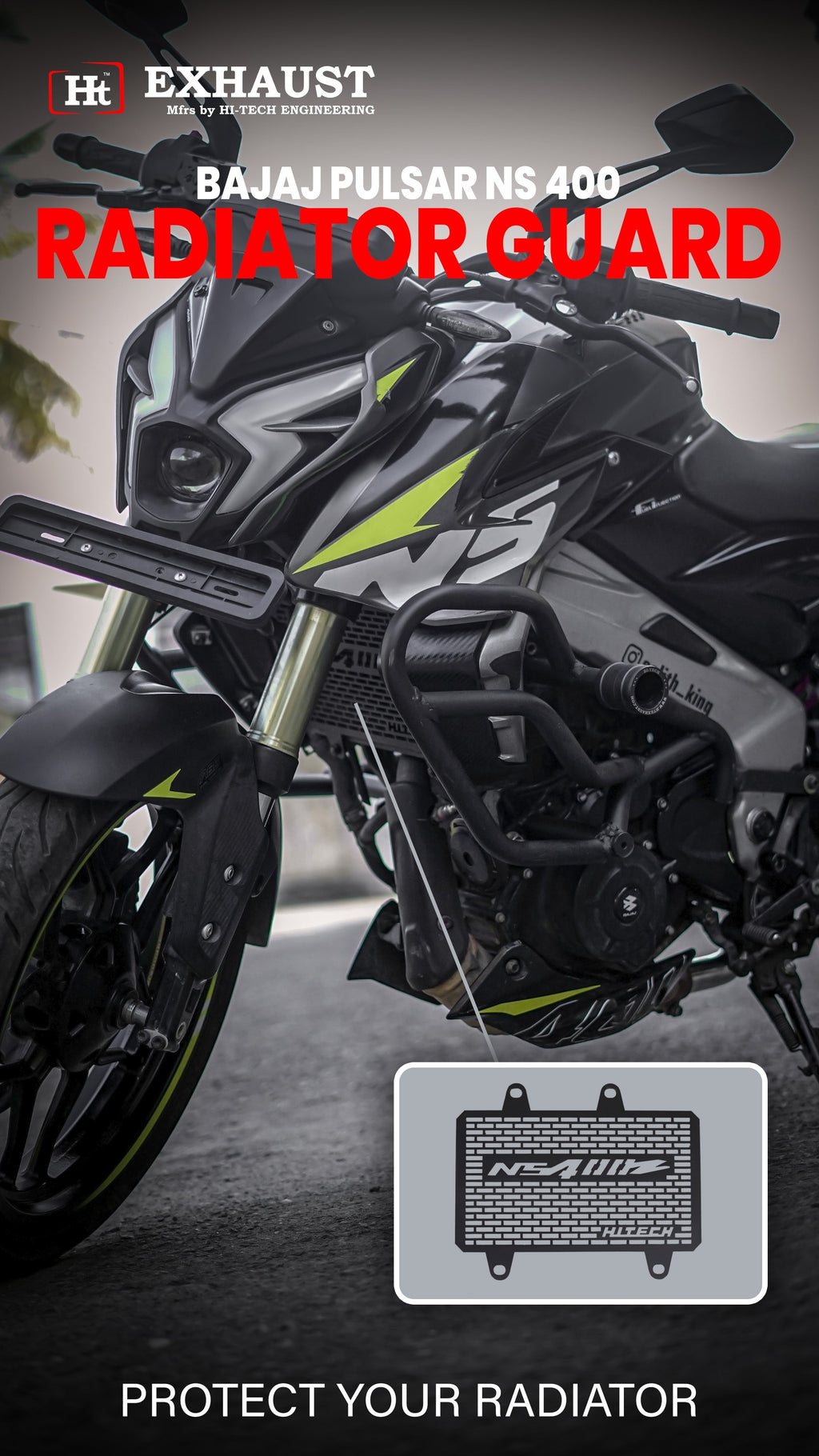 Premium Black Radiator Guard for Bajaj NS 400 Z – RD 933