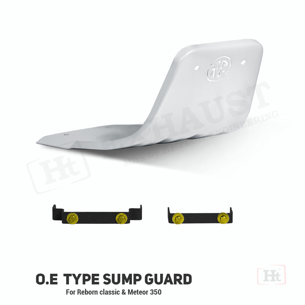 Hitech OE Type Sump Guard Silver Powder Coated for Royal Enfield Meteor 350 Classic Reborn - Moto Modz