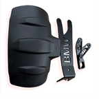 Black motorcycle rear fender mudguard with BMW bracket and mounting hardware