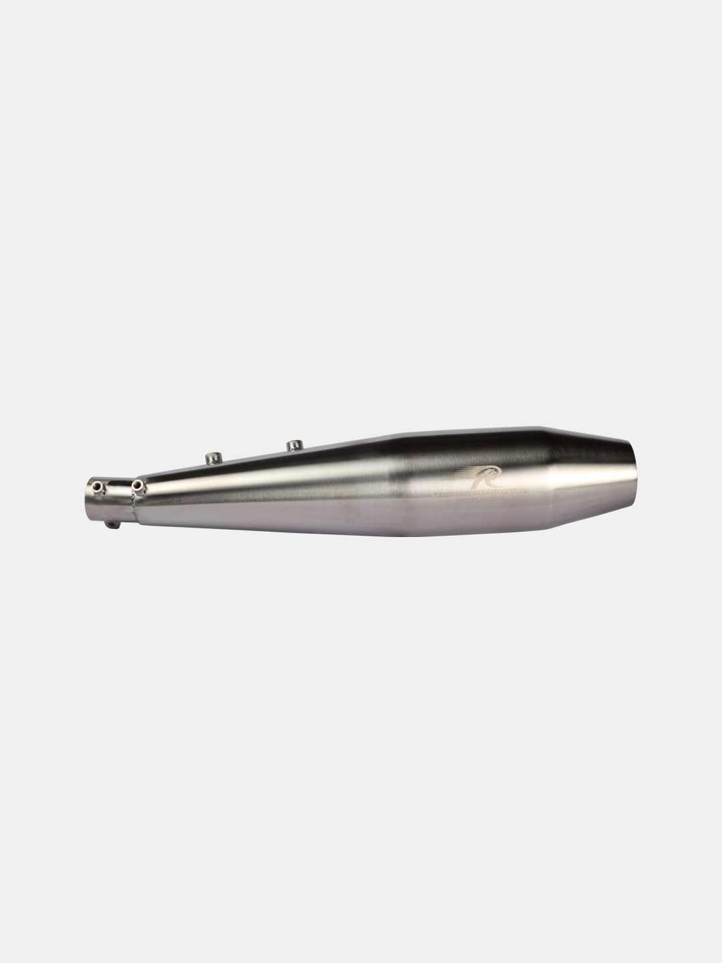 Stainless steel motorcycle exhaust muffler isolated on white background