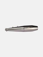 Stainless steel motorcycle exhaust muffler isolated on white background