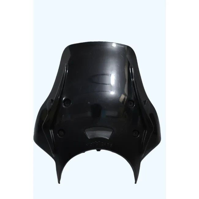 Black polycarbonate motorcycle visor for Himalayan 450, shown against a light background.