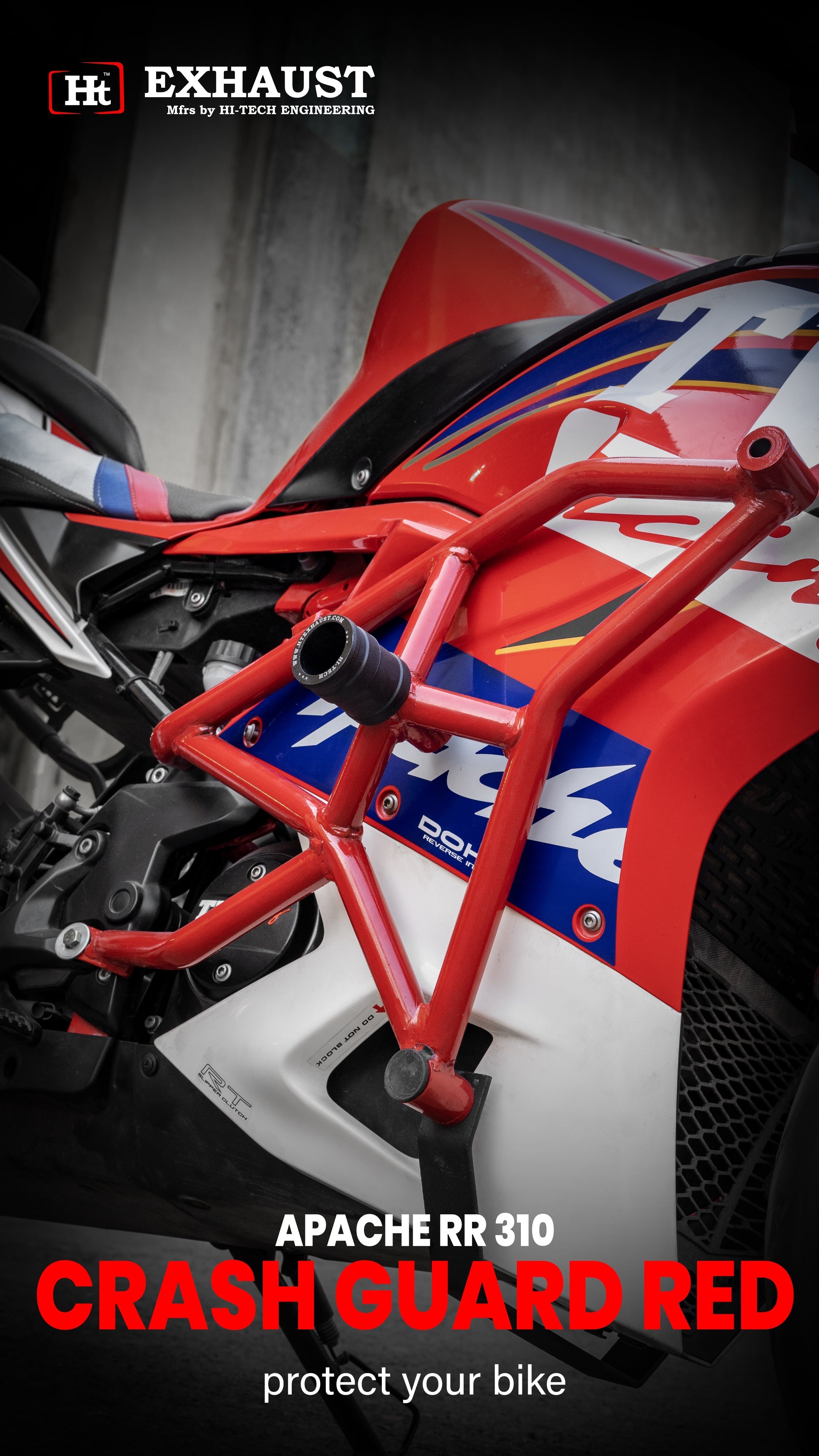 Apache RR310 Crash Guard with Durable Metal Slider – SB 1002-RED