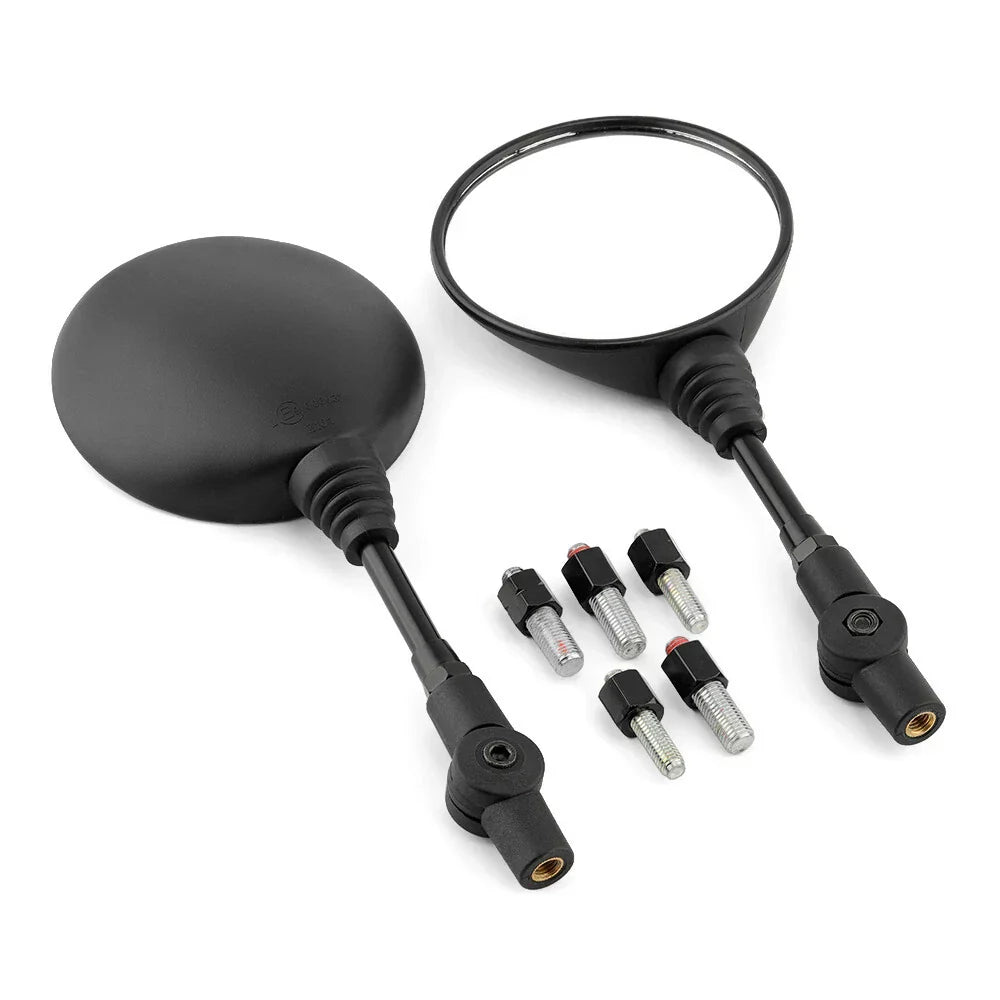 SPIKI CF Touring Mirrors (Pair) - 360-Degree Foldable Rear-View Mirrors for a Wide Field of View - Universal Fit for Most Motorcycles