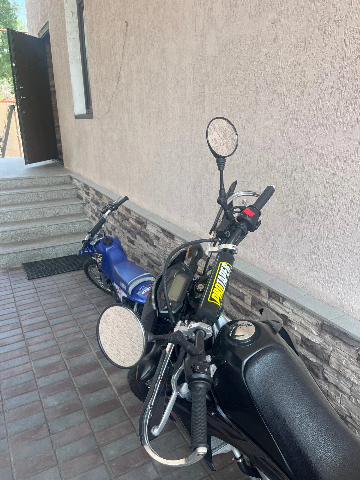 SPIKI CF Touring Mirrors (Pair) - 360-Degree Foldable Rear-View Mirrors for a Wide Field of View - Universal Fit for Most Motorcycles