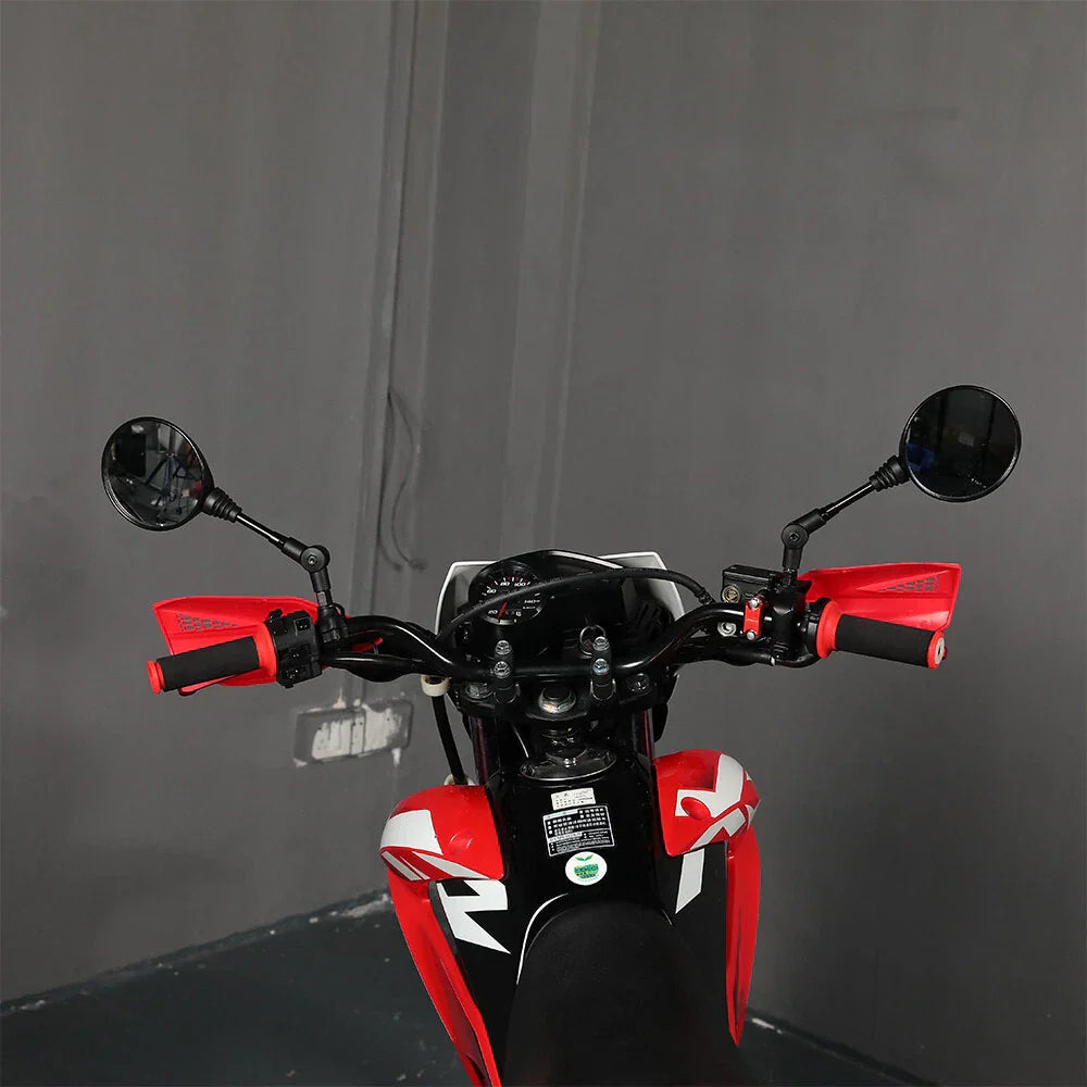 SPIKI CF Touring Mirrors (Pair) - 360-Degree Foldable Rear-View Mirrors for a Wide Field of View - Universal Fit for Most Motorcycles