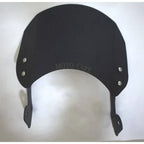 Black motorcycle headlight windscreen with mounting brackets and visible screws