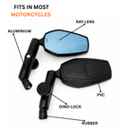 SPIKI Nomad Series Adventure 4.0 Motorcycle Mirrors — 360° Rotatable, Dino-Lock Adjustable, Universal Side Mirrors for Road & Off-Road Riding (Upgraded)